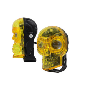 Skull Shaped Motorcycle <b>LED</b> <b>Headlight</b> 12000LM Yellow Lens Aluminum Alloy Retrofit Upgrade Light - Product Image 5