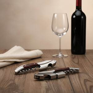 <span class=keywords><strong>Ouvre</strong></span>-bouteille en acier inoxydable avec manche en bois personnalisé, tire-bouchon <span class=keywords><strong>manuel</strong></span> écologique, finition satinée, coffret cadeau - Product Image 6