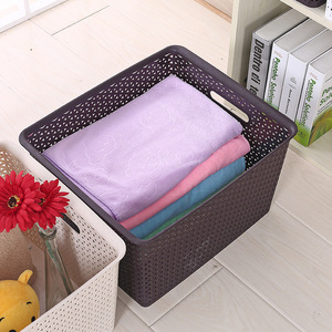 Storage Basket Rectangle With Handle Off White Brown White 9009 For Home Organization - Product Image 4