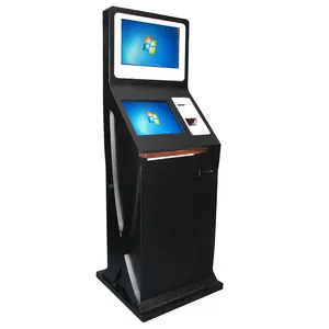 Kios terminal pembayaran layanan mandiri layar ganda dengan akseptor tunai dan pembaca kartu kredit/debit untuk kasino game dan lotere