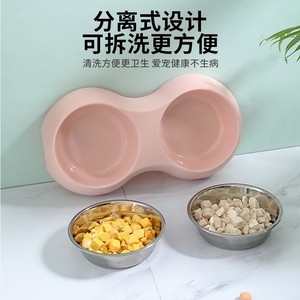 Bol double ovale en acier inoxydable pour animaux de compagnie, antidérapant, pour chien et chat, couleur grise - Product Image 2