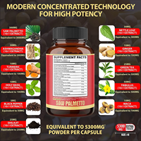 Extrait de palmier nain OEM, 90 capsules, pour la croissance des cheveux, la santé de la prostate, la santé urinaire et le soutien des performances masculines