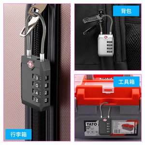 TSA Approved Four Digit Combination <b>Padlock</b> With Steel Cable For Luggage Travel Use - Product Image 3