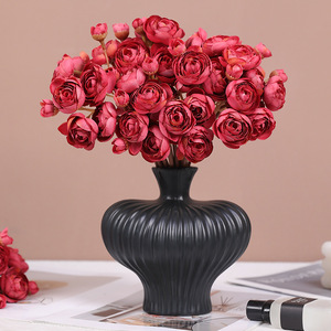 ช่อดอกโบตั๋นประดิษฐ์ Ruilisi ดอกไม้ผ้าไหม แจกันสีดำ ตกแต่งบ้านงานแต่งงาน - Product Image 1