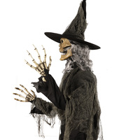 BUKE Décoration Animée Animatronique à Induction Électrique Mécanique Grande Sorcière Balançante Lumineuse Fantôme Squelette Ornement d'Halloween