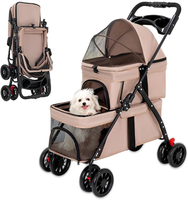 Poussette double pour animaux de compagnie OEM pour chiens et chats de petite et moyenne taille, chariot de voyage pliable avec 2 porte-gobelets et roues verrouillables