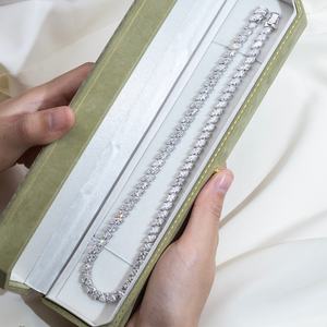 Collar de Tenis de Oro de 18k con Diamantes de Laboratorio de Corte Marquesa de 40cm, Joyería de Diamantes en Stock MSN-924 - Product Image 3