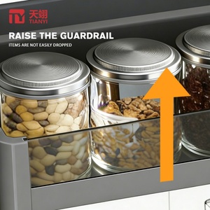 TIANYI Modern 3-Tier Side Mount Pull Out Kitchen Cabinet Organizer <b>Slim</b> Sliding Three-Layer Spice Rack Seasoning <b>Storage</b> Basket - Product Image 4