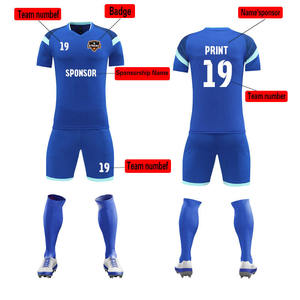 Tenue de sport d'été personnalisable unisexe pour le football, maillot intégral à manches courtes avec numéro et logo, 100 % polyester, séchage rapide - Product Image 2