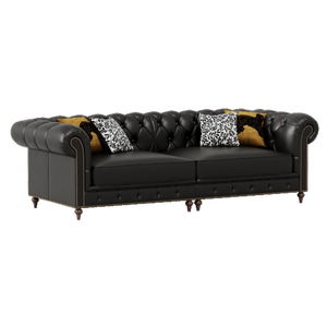 Sofá de Cuero Impermeable con Hebilla de Tracción, Estilo Americano, para Sala de Espera, Hotel, Sala de Estar, Muebles de Salón, Cuero Encerado - Product Image 2