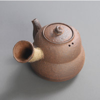 Théière en grès argileux vieilli en forme de gourde avec poignée latérale et filtre – Style rétro vintage pour bouilloire à thé électrique en céramique