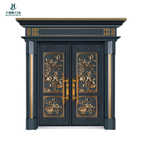 Porte d'entrée en aluminium coulé sculpté sur mesure, colonnes romaines, design moderne du milieu du siècle, pour embellir les appartements et les villas