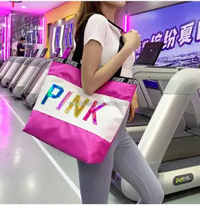 PINK Water Resistant Large Tote Bag Umhängetasche für Gym Beach Travel Daily Bags
