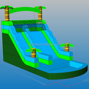 <span class=keywords><strong>2025</strong></span> phổ biến mùa hè nhiệt đới Inflatable nước SLIDES với cây cọ, Inflatable ướt trượt với hồ bơi nước - Product Image 2
