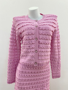 Ensemble haut et jupe sans bretelles rose avec <span class=keywords><strong>fermeture</strong></span> éclair en strass, style industriel français, nouvelle collection 2026, sept couleurs - Product Image 6