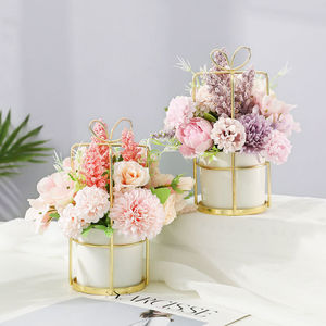 Set de Decoración Nórdica con Flores Artificiales de Seda y Moños para Sala de Estar y Mueble de TV, Ideal para Escritorio - Product Image 3