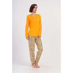KADIN P.SUPREM XXL O YAKA UZUN KOL ETEGI OVAL PIJAMA TAKIM - สีส้ม - สีส้ม - Product Image 3