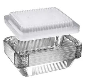 Vente d'usine Emballages alimentaires jetables Plats en aluminium Récipients de restauration en aluminium Plateau en aluminium avec couvercle en plastique