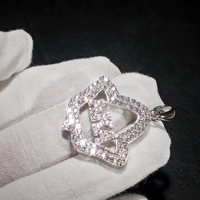 Hip Hop GRA glacé D couleur Moissanite 925 argent Sterling Pass diamant testeur lettre AKA tulipe fleur pendentif pour hommes femmes