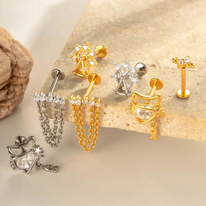 Eresi ขายส่ง ASTM F136 Lip Ring สวยภายในต่างหูกระดูกอ่อนเกลียวเจาะเครื่องประดับไทเทเนียมสำหรับผู้หญิง - Product Image 4