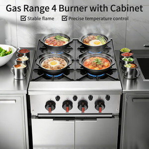 Cuisinière à gaz sur pied avec 4 brûleurs, équipement de cuisine professionnel pour sautés - Product Image 2
