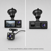 Caméra embarquée WiFi 3 canaux 1080P à triple objectif, DVR de voiture 2 pouces TN, vision nocturne, enregistrement en boucle, mode stationnement, surveillance avant, arrière et habitacle