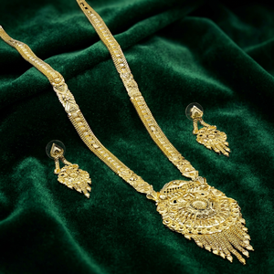 Wholesale Traditional Long Floral Design Micro Gold Plated 14K 18K 24K Fashion Necklaces & Earrings Set Brass Orthodox Wedding - Product Image 1
