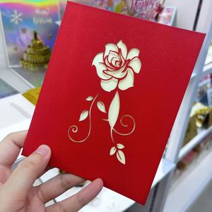 Carte d'anniversaire 3D pop-up rose avec enveloppe - Papier spécial DIY - Pour anniversaires, mariages, fête des mères, Saint-Valentin - Product Image 3