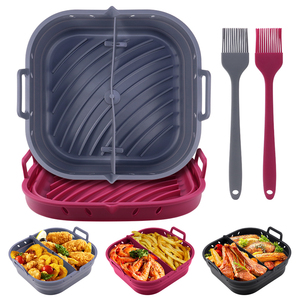 स्क्वायर 8.5 इंच बेकिंग पैन एयरफ्रायर लाइनर पुन: प्रयोज्य फोल्डेबल बेकवेयर सेट नॉन-स्टिक एयर फ्रायर डिवाइडर के साथ सिलिकॉन पॉट लाइनर - Product Image 4