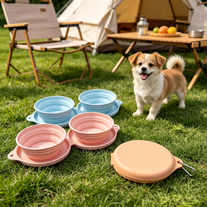 OEM ODM Folding <b>Cat</b> Dog Food Bowl Collapsible Dog <b>Feeder</b> Double Bowl for Pet Travel Water Bottle Double Dog Bowl - Product Image 3