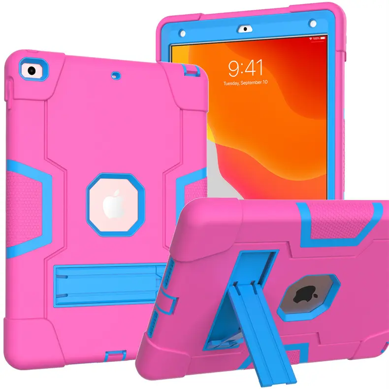 Casing Tablet Armor Kontras Warna untuk IPAD 10.2 PC + Penutup Tablet Tahan Benturan ABS untuk Anak-anak