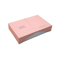 Boîte cadeau cosmétique de luxe écologique rose à double porte avec fermeture magnétique, gaufrée, laminée mate, personnalisée pour crème visage et soins de la peau