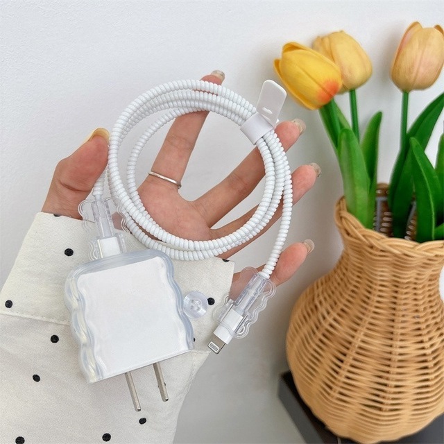 Clear Silicone Charger Case & Cable Protector for iPhone 20W/18W Charging Accessories