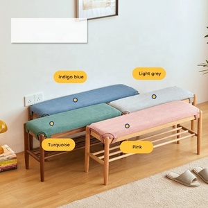 JIAMUJIA - Banco de Madera Maciza Moderno para Entrada o Escuela, con Funda Extraíble y Almacenamiento, Reposapiés de Madera de Alta Calidad - Product Image 2