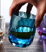Elegante Vaso de Whisky de Cristal, Diseño Geométrico de Diamante Único, para Beber en Casa o en el Bar