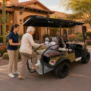 Voiturette <span class=keywords><strong>de</strong></span> golf électrique 4 places personnalisable avec marchepied arrière pliable, véhicule à basse vitesse pour navettes <span class=keywords><strong>de</strong></span> visites en résidences et parcs communautaires - Product Image 5