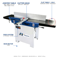 Machine à bois multifonction universelle de 410 mm avec contrôle de vitesse variable, dégauchisseuse-raboteuse combinée robuste pour le traitement du bois