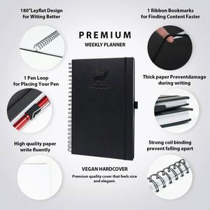 Spiral A5 Agenda Hardcover <b>Journal</b> Notebook & Writing Pads Waterproof Planner Diary Pu Spiral Notebook With Pen Holder - Product Image 4