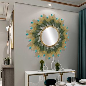 Specchio <span class=keywords><strong>in</strong></span> <span class=keywords><strong>Ferro</strong></span> con Piume di Pavone di Lusso, Decorazioni da Parete per Soggiorno, Ingresso e Corridoio - Product Image 4