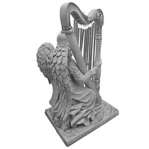 รูปปั้นนางฟ้าเล่นพิณลม - ของตกแต่งรูปนางฟ้าเล่นพิณทำจากเรซิ่นสำหรับสวน ลานบ้าน และบ้าน ของตกแต่งดนตรีกลางแจ้ง ของขวัญ - Product Image 4