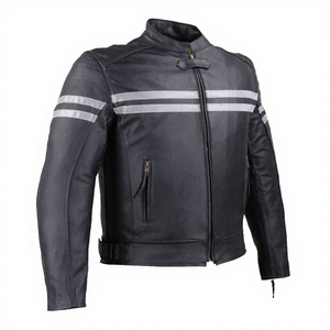 Veste de moto en peau de mouton pour homme, hiver, épaisse, chaude, décontractée, vintage, col montant, fermeture éclair - Product Image 2