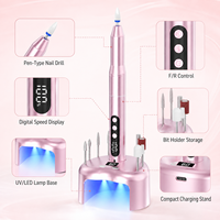 Machine à ongles électrique 2 en 1 avec lampe UV LED, base sans fil, stylo de manucure rechargeable pour le retrait du vernis gel, utilisation en salon
