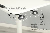 Bureau d'ordinateur portable pliable en métal ADA avec mécanisme pneumatique à angle réglable de 0 à 90 ° 4 roulettes de verrouillage pour le bureau à domicile et la chambre à coucher