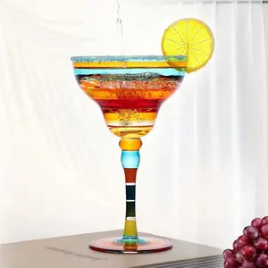 Gelas kaca Martini berwarna dicat tangan unik Dekorasi Rumah tengah gelas wine khusus