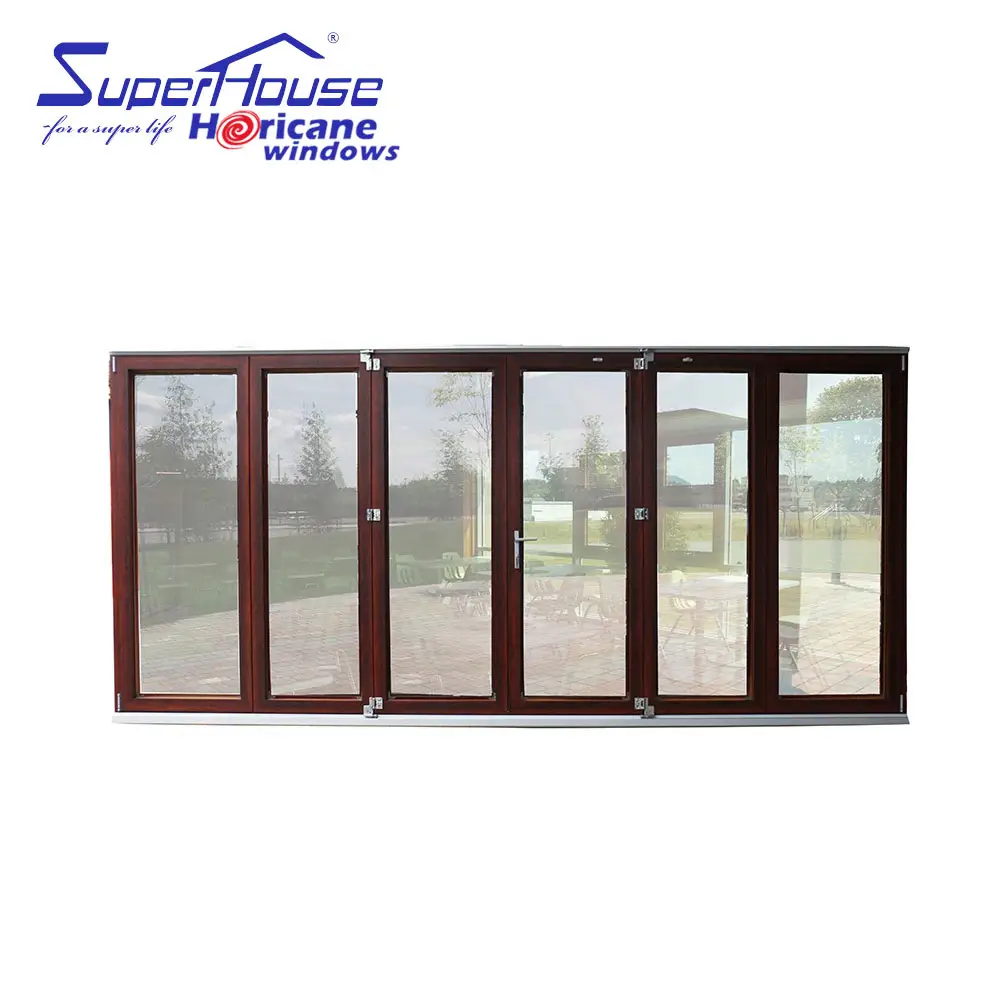 Superhouse أحدث نافذة منزلقة التصميم الحراري كسر الألومنيوم bifold الأكورديون أفضل الأسعار أبواب ثنائية قابلة للطي