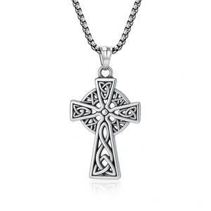 Celtic Cross Necklace <b>Titanium</b> Steel Unisex Religious Ceremony Jewelry - Product Image 1