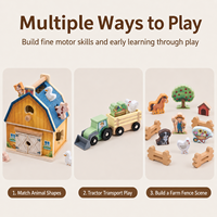 Jouet de tri en bois Montessori Ferme : Apprentissage des formes et des animaux, Maison éducative pour la maternelle, Cadeau éducatif pour les tout-petits