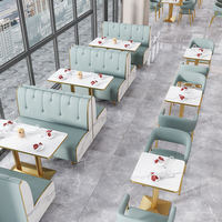 Ensemble de mobilier de restaurant moderne de luxe léger pour café, fast-food, kiosque, canapé et table à manger en métal