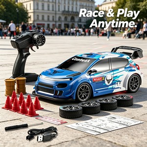 Coche de Derrape <span class=keywords><strong>RC</strong></span> de Alta Velocidad 1:24 4WD 20KM/H - 2.4GHz, Neumáticos de Derrape Reemplazables, Luces LED, Conos y USB - Juguete de Derrape para Regalo - Product Image 5