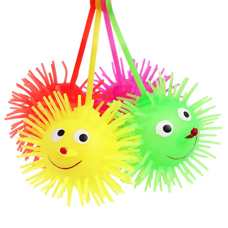 Nouveau Tpr clignotant Puffer Ball éclairer YoYo nouilles jouet LED balle pour enfants jouet peluche balle rebondissante